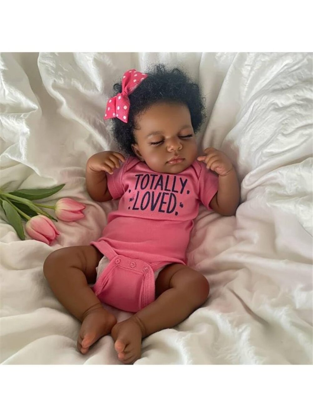 20" Reborn Baby Doll Black Girl Realistic African American Soft Cloth Body Vinyl